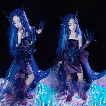 敖閏兒童服裝演出服cos服裝龍主題 哪吒模特走秀西海龍王姑姑服裝