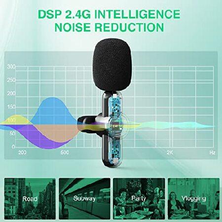 Wireless Lavalier Microphones for iPhone ipad Android, (2 Mics with Receivers) 2.4Hz QTREE Plug-Play Reverberation,Auto-Sync Lapel Microphone for Fa