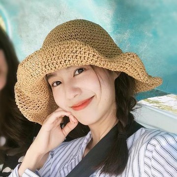 女士草編網紅卷邊涼帽沙灘草帽夏天遮陽防曬海邊旅游韓版潮小清新