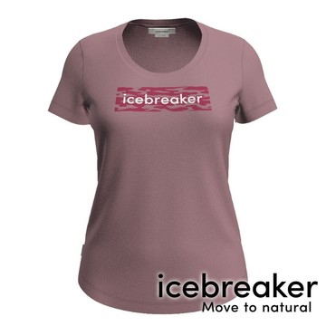 【icebreaker】Tech Lite II女羊毛圓領印花短袖上衣 AD150『梅粉紅』戶外 露營 登山 健行 短袖 上衣 吸濕排汗 0A56UM