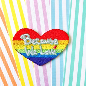 刺繡別針 繡布燙 -彩虹系列 -彩虹愛情 因為我們相愛