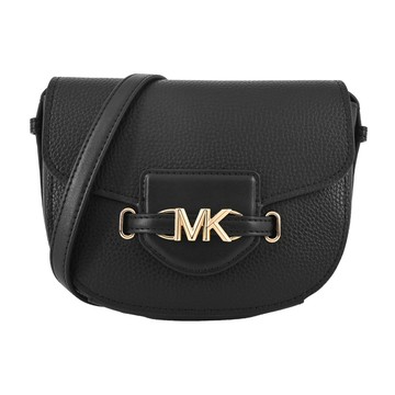 [平輸版] 【MICHAEL KORS】REED 荔枝紋LOGO磁吸翻蓋斜背包(小/黑)真品平輸