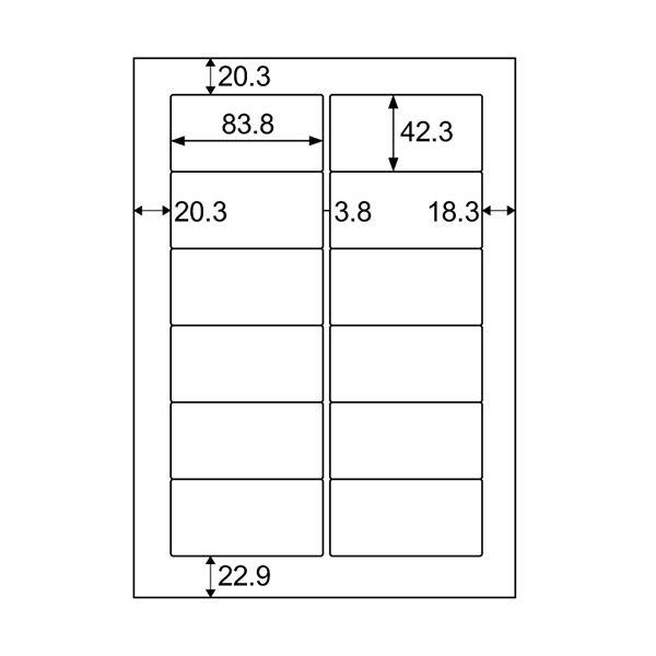 ヒサゴ きれいにはがせるエコノミーラベルA4 12面 83.8×42.3mm 角丸 ELH007 1冊(100シート) 〔×2セット〕