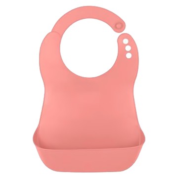 Bebelock 防水圍兜 (蜜桃粉) 口袋型設計 防止食物掉落 BPA FREE 圍兜可調整  1入  1件