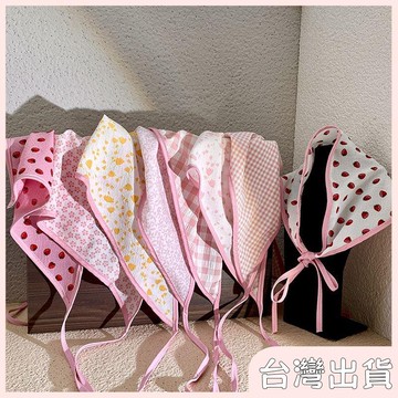 ✨臺灣出貨✨【飾飾如意】少女碎花粉色三角巾髮帶絲巾女新春夏甜美小清新棉麻頭巾配飾