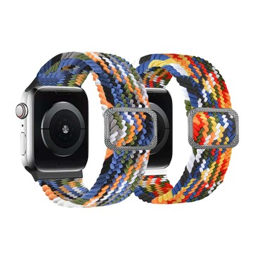 Timo for Apple Watch 42/44/45/46/49mm 多彩編織可調式彈性錶帶
