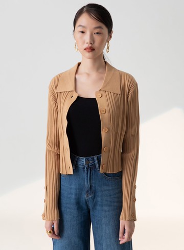 短版針織開襟衫