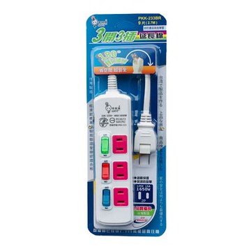 電精靈轉向電腦延長線/3開3插/9尺/PKK-233BR/條