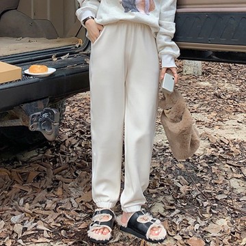 【藍尼居家】現+預 可外穿束腳運動褲寬鬆顯瘦休閒百搭居家褲(女睡衣/家居服/長褲)