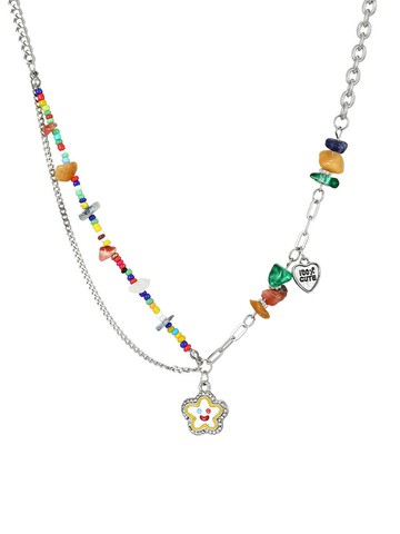 項鍊 項鍊女 鎖骨鍊 多巴胺彩色串珠項鍊女高級感輕奢小眾甜酷秋冬鎖骨毛衣鍊飾品配飾『ZW6391』