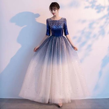 晚禮服女2022新款爆款主持人朗誦成人大合唱團演出服指揮服裝長裙