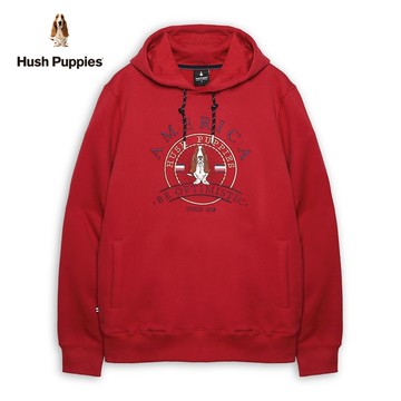 Hush Puppies 帽T 男裝經典放射圖騰刺繡狗帽T