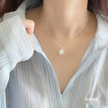 玩美飾集｜現貨，S925全純銀 不規則歐泊石純銀項鍊 飾品 頸項鍊 VN0147