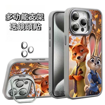 《卡通朱迪尼克》 磁吸鏡頭金屬支架手機殼 iPhone 17 16 15 14 13 12 11 Pro Max保護殼