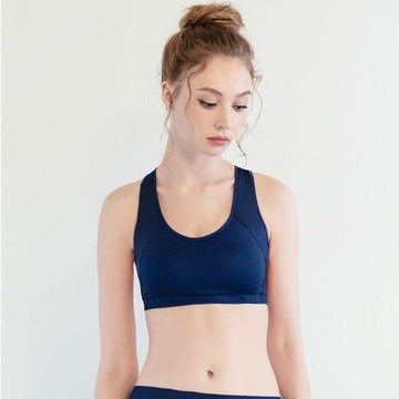 【第2件5折】台灣製無鋼圈運動內衣 涼感透氣防震包覆  M-2XL海軍藍 6965-53