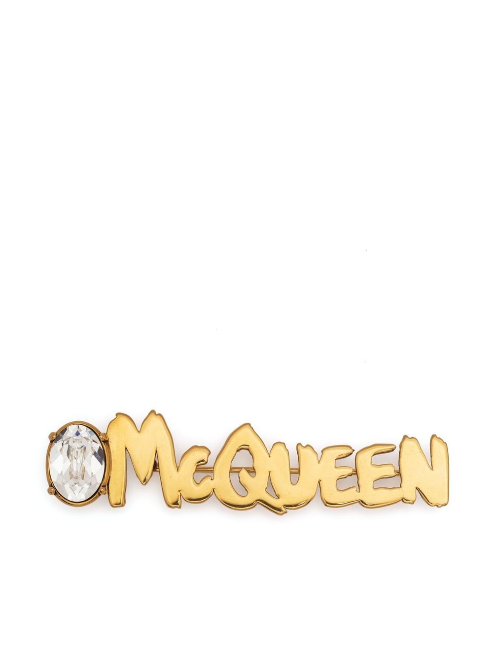 Alexander McQueen - logo lettering brooch - women - Brass - One Size - Gold