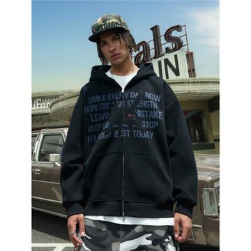 Nuthink美式復古潮牌字母貓咪連帽衛衣開衫寬松男女新2026年春季