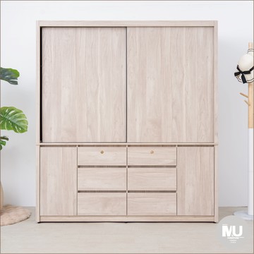 【 沐家具 mufurniture 】Cartier 淺橡木6尺衣櫃/臥室收納/台灣製造/木心板