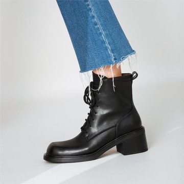 美拉德風靴子2023新款爆款早秋網紅爆款粗跟厚底絲襪馬丁靴短靴女