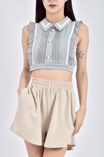 (S) 排扣灰色上衣