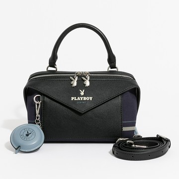 PLAYBOY - 雙拉鍊手提包附長背帶  Urban Pulse系列 - 藍色