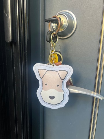 Wirefoxterrier 剛毛獵狐梗 皮革吊飾鑰匙圈