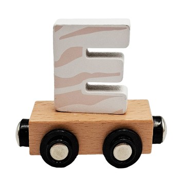 TRYCO 字母火車_E 兒童益智玩具 字母積木 創意拼裝火車  7.6cm x 6.5cm x 3cm  木製 多色  1入