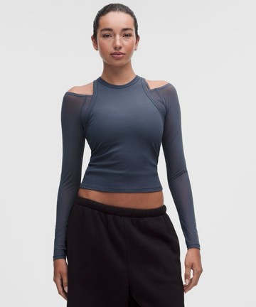 Layered Mesh Nulu Long-Sleeve Shirt Size Large