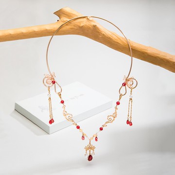 【紅靈】瓔珞項圈女漢服配飾古風項鏈流蘇吊墜明制坦領頸鏈飾品