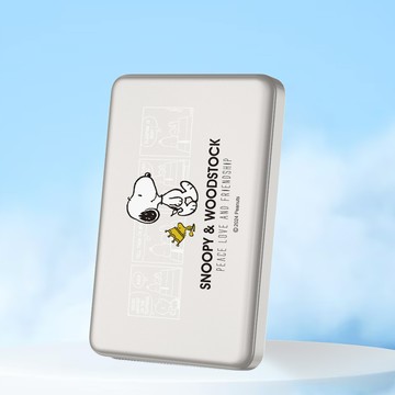 史努比 - SNOOPY 20W PD超薄磁吸無線快充行動電源 5000mAh-皇家款(原色鈦)