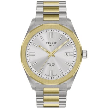 TISSOT 天梭 PRC100 Solar太陽能經典款時尚腕錶/銀X金/39mm/T1514222203100