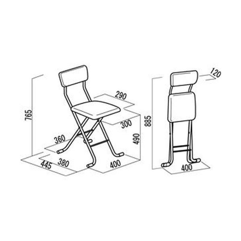 折りたたみ椅子 幅400×奥行445×高さ765mm ブラウン×ブラック 日本製