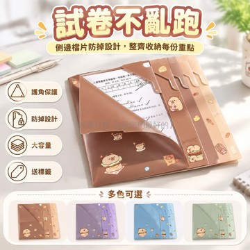 台灣出貨 A3 A4 雙規格文件夾 L 型護角設計 側邊檔片防滑落 高透 PP 材質 學生試卷整理夾 漸變色資料袋