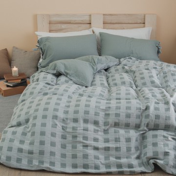 翔仔居家 色織雙層紗 薄被套 - 酪梨綠【單人尺寸】上選長絨棉系列 韓系簡約 二重紗 吸濕透氣 純棉雙層紗