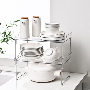 【Lebonlife】摺疊透明分層置物架(收納架 整理架)