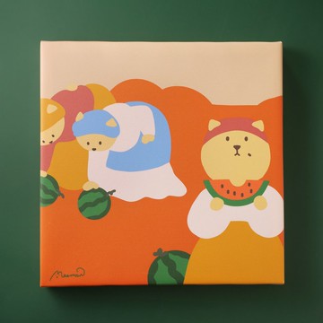 拾西瓜的貓無框畫