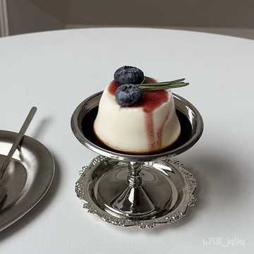 INS博主衕款日本304不銹鋼複古高腳甜品布丁杯冰淇淋奶凍碗商用