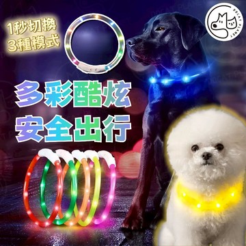 【隔日到貨】寵物LED發光項圈 警示燈珠 發光項圈 寵物項圈 USB充電式寵物發光項圈 發亮項圈 螢光夜光狗圈 項圈貓咪