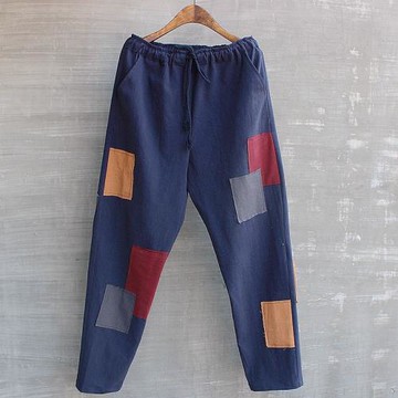 男春夏棉麻補丁長褲乞丐褲嘻哈網紅個性禪意居士和尚百衲衣大碼