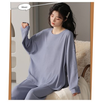 SCL促銷 華夫格布料款 秋冬睡衣 長袖褲 中大尺碼 居家睡衣長袖褲套裝 23469