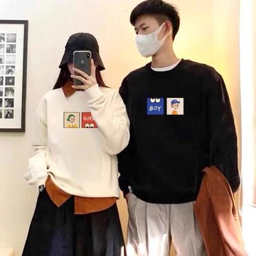 roora情侶裝秋冬新款情侶圓領衛衣寬松百搭簡約小眾無帽情侶衛衣