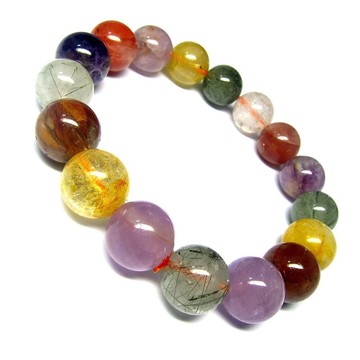 【小樂珠寶】高檔珠寶級 七彩髮晶手環手鍊手排(招財招健康好運事業運學業運)