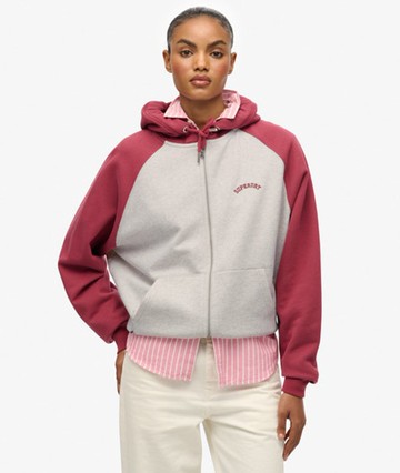 Superdry Women's Essential Logo Raglan Zip Hoodie White Size: 12