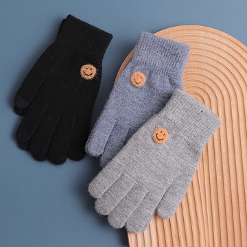 手套男冬保暖防寒毛線針織五指觸屏潮流韓學生帥氣加絨騎行防風寒