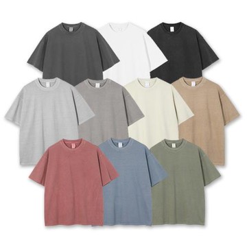 膠囊工作室 美式復古水洗做舊oversize重磅t恤日系復古潮流寬松