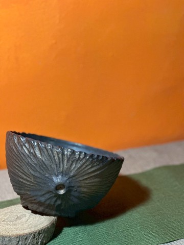 墨金 風痕盆器 02   16.5cm黑陶盆 植栽用花盆 手工刻紋