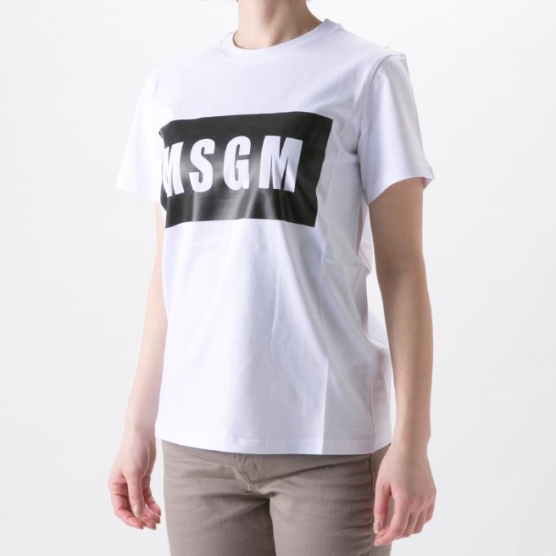 エムエスジーエム MSGM レディーストップス ボックスロゴTシャツ MDM95