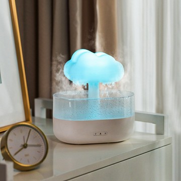 七彩燈雨滴香薰加溼器   辦公桌面香薰氛圍雲朵水滴夜燈