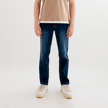 【Classic Vision】男裝-涼感合身牛仔長褲-深藍色