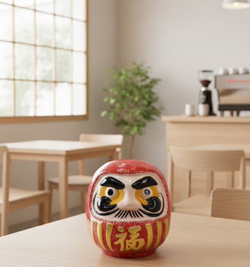 陶瓷 祈願招福不倒翁存錢筒 蘋果紅